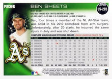 Load image into Gallery viewer, 2010 Topps Update Ben Sheets US-205 Oakland Athletics