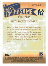 Load image into Gallery viewer, 2010 Topps More Tales of the Game #MTOG-5 "Ruth Laps The League"