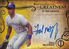 Load image into Gallery viewer, 2015 Topps Tribute Foundation of Greatness In The Groove Auto /25 Fred McGriff #THEM-FM