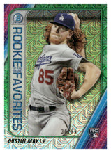 Load image into Gallery viewer, 2020 Bowman Mega Box Green Mojo Refractor /99 Dustin May #ROYF-DM Rookie RC
