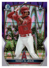 تحميل الصورة إلى عارض المعرض، 2023 Bowman #BCP-19 Randy De Jesus Chrome Pros Purple RayWave Refractor #/250
