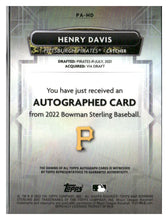 将图片加载到图库查看器,2022 Bowman Sterling #PA-HD Henry Davis Prospect Autographs