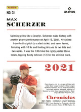 将图片加载到图库查看器,2021 Panini Chronicles #31 Max Scherzer Chronicles