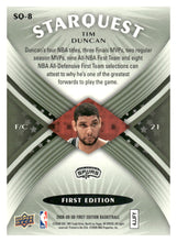 将图片加载到图库查看器,2008-09 Upper Deck First Edition #SQ-8 Tim Duncan StarQuest Green