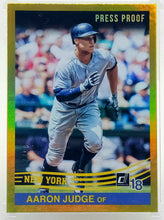 Load image into Gallery viewer, 2018 Panini Donruss #253 Aaron Judge Running Gold Press Proof #/99