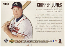 Load image into Gallery viewer, 2002 Upper Deck 40-Man Atlanta Braves Baseball Card #1098 Chipper Jones