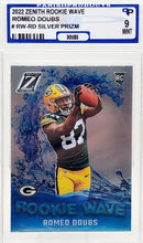 将图片加载到图库查看器,2022 Zenith NFL Romeo Doubs RC Rookie Wave Prizm #RW-RD Green Bay Packers Parish 9 Mint