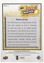 将图片加载到图库查看器,Derek Jeter 2010 Upper Deck 20th Anniversary Heroes BHA-2 New York Yankees