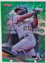 Load image into Gallery viewer, 2022 Bowman's Best Green Speckle Cristian Pache #1 72/99 Oakland Athletics