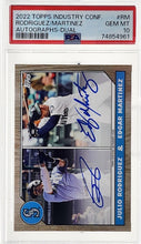 将图片加载到图库查看器,2022 Topps Industry Conference Julio Rodriguez/Edgar Martinez Dual Auto PSA 10 GEM Mint