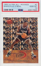 Load image into Gallery viewer, 1992 ULTRA ALL-ROOKIES SHAQUILLE O'NEAL #7 PSA GEM 10