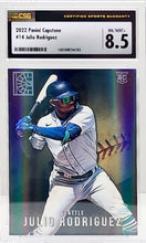 将图片加载到图库查看器,2022 Panini Capstone #14 Julio Rodriguez HOLO REFRACTOR ROOKIE RC MARINERS CSG 8.5 NM Mint