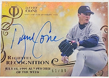 将图片加载到图库查看器,David Cone 2015 Topps Tribute Rightful Recognition Autograph Card #NOW-DC 51/89 Yankees GMA 9 Mint - walk-of-famesports