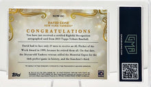 将图片加载到图库查看器,David Cone 2015 Topps Tribute Rightful Recognition Autograph Card #NOW-DC 51/89 Yankees GMA 9 Mint - walk-of-famesports