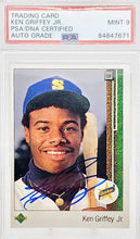 Load image into Gallery viewer, 1989 UPPER DECK STAR ROOKIE #1 KEN GRIFFEY JR. RC HOF PSA 9 DNA AUTO GRADE