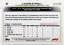 Load image into Gallery viewer, 2022 Topps Chrome Formula 1 #48 Lance Stroll Purple Refractor 23/399
