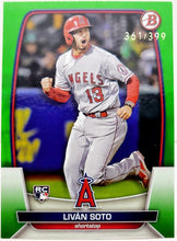 تحميل الصورة إلى عارض المعرض، 2023 Bowman Livan Soto RC #46 Neon Green Parallel #302/399 Angels
