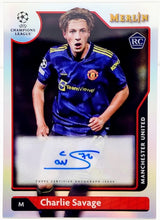 将图片加载到图库查看器,Charlie Savage 2021-22 Topps Merlin Chrome UCL Refractor RC Auto ML152