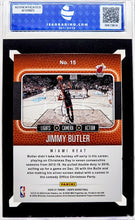 تحميل الصورة إلى عارض المعرض، بطاقة ISA 9 Mint من Jimmy Butler #15 من Hoops Lights Camera Action Winter Holo 2020-21