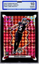Load image into Gallery viewer, 2022 Panini Mosaic Pink Camo Mosaic Drake London Rookie #275 ISA 10 GEM Mint - walk-of-famesports