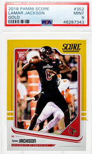 Load image into Gallery viewer, 2018 Panini Score Lamar Jackson Gold Arizona Cardinals #352 PSA 9 Mint - walk-of-famesports