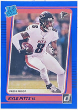 Load image into Gallery viewer, 2021 Panini Donruss Kyle Pitts #260 Rated Rookie Blue Press Proof Falcons