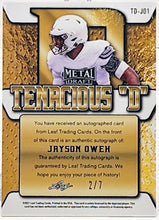 将图片加载到图库查看器,2021 Leaf Metal Draft - Tenacious D Autographs Mojo Purple #TD-JO1 Jayson Oweh 2/7