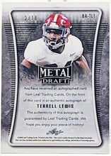 Load image into Gallery viewer, Terrell Lewis Blue Cracked Ice Rookie Auto RC 2/10 2020 Leaf Metal Draft #BA-TL1