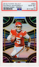 تحميل الصورة إلى عارض المعرض، 2018 Panini Select Sensations Prizm Patrick Mahomes II #SE-3 PSA 10 GEM MINT