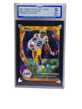 将图片加载到图库查看器,2021 Panini Prizm Pick Orange Ice Prizm JUSTIN JEFFERSON #56 LSU ISA Mint 9