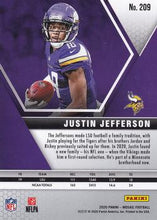 تحميل الصورة إلى عارض المعرض، بطاقة كرة قدم أساسية RC Rookie RC لعام 2020 من Panini Mosaic Justin Jefferson #209 لفريق Vikings