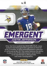 تحميل الصورة إلى عارض المعرض، 2020 Panini Prizm Emergent Justin Jefferson #10 Minnesota Vikings