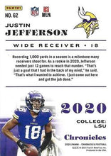 Load image into Gallery viewer, 2020 Chronicles #62 JUSTIN JEFFERSON RC Rookie Minnesota Vikings
