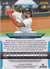 Load image into Gallery viewer, 2021 Panini Prizm Monte Harrison Rookie Silver Prizm #118 Miami Marlins