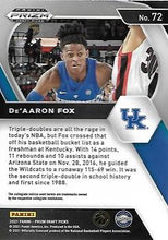 تحميل الصورة إلى عارض المعرض، 2021 Panini Prizm De'Aaron Fox Silver Prizms #72 Kentucky Wildcats