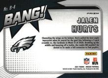 Load image into Gallery viewer, 2021 Panini Mosaic Bang Jalen Hurts Green Mosaic #B-4 Philadelphia Eagles