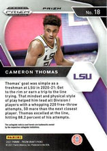 Load image into Gallery viewer, 2021 Panini Prizm Cameron Thomas Rookie Green Prizms #18 LSU Tigers
