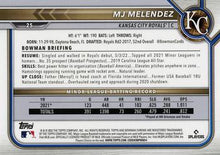 تحميل الصورة إلى عارض المعرض، 2022 Bowman Chrome MJ Melendez RC #25 Kansas City Royals