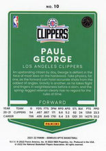 Load image into Gallery viewer, 2021-22 Panini Donruss Optic Paul George Purple Refractor #10 Los Angeles Clippers