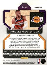 Load image into Gallery viewer, 2021-22 Panini Prizm Silver Prizm Russell Westbrook 55 Los Angeles Lakers