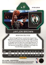 تحميل الصورة إلى عارض المعرض، 2021-22 Panini Silver Prizm Jaylen Brown #97 Boston Celtics