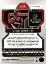 Load image into Gallery viewer, 2021- 22 Panini Silver Prizm Greg Brown III RC 291 Portland Trail Blazers