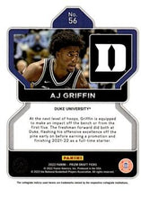 تحميل الصورة إلى عارض المعرض، 2022 بانيني بريزم مسودة اختيار AJ Griffin Rookie # 56 Duke Blue Devils