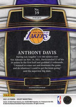 Load image into Gallery viewer, 2021-22 Panini Select Anthony Davis Blue Prizm #39 Los Angeles Lakers
