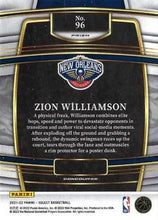 تحميل الصورة إلى عارض المعرض، 2021-22 Panini Select Zion Williamson Blue Prizm #96 New Orleans Pelicans