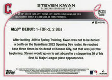 将图片加载到图库查看器,2022 Topps Chrome Update Steven Kwan Rookie Purple Refractor #USC178 Guardians RC