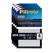 Load image into Gallery viewer, 3M 2500 Series Filtrete 1" Filter MPR 2500 MERV 14, 4-pack