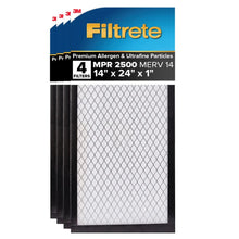 Load image into Gallery viewer, 3M 2500 Series Filtrete 1" Filter MPR 2500 MERV 14, 4-pack