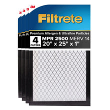 Load image into Gallery viewer, 3M 2500 Series Filtrete 1" Filter MPR 2500 MERV 14, 4-pack