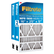 Load image into Gallery viewer, Filtrete Air Filter 5”, MPR 1900 MERV 13, Premium Allergen, Bacteria and Virus Filter, Electrostatic Air Cleaning Deep Pleat Filter, 2-pack